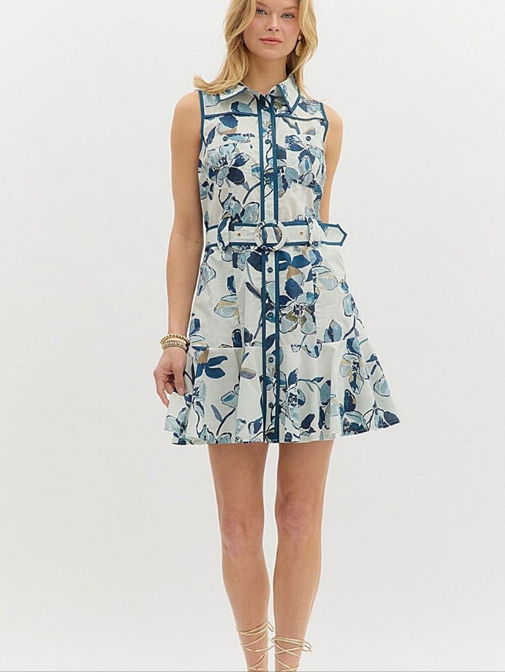 Entro Button Down Floral Shirt Dress